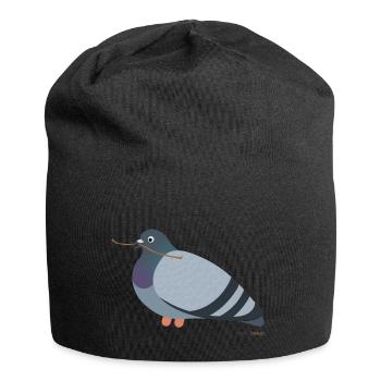 Pigeon avec une branche dans le bec - Bonnet en jersey - noir - Devant