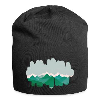 Montagnes forestières dans la brume matinale - Bonnet en jersey - noir - Devant