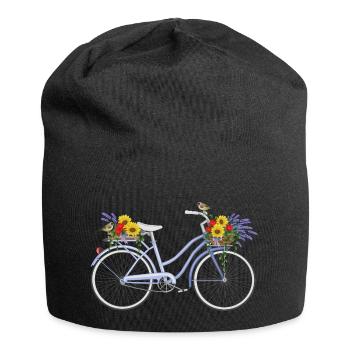 Fahrrad mit Lavendel - Jersey-Beanie - Schwarz - Vorne