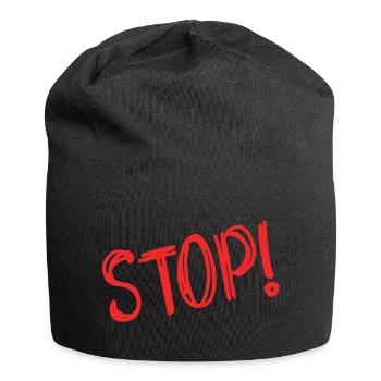 STOP. HUMOR. MESSAGE. QUOTATION. PANEL. DAD - Jersey Beanie - black - Front