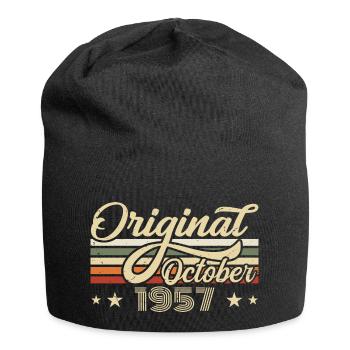 October 1957 Birthday in October - October 1957 - Jersey Beanie - black - Front