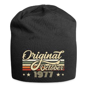 October 1977 Birthday in October - October 1977 - Jersey Beanie - black - Front