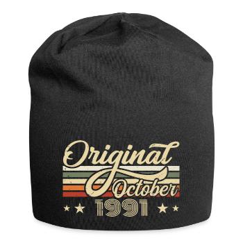 October 1991 Birthday in October - October 1991 - Jersey Beanie - black - Front