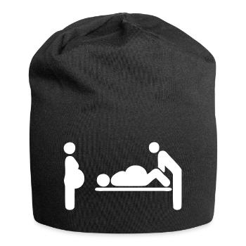 Geburtsmomente in schlichten Silhouetten - Jersey-Beanie - Schwarz - Vorne