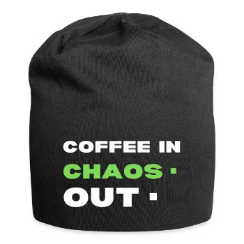 Le café dans le chaos. Dehors - Bonnet en jersey - noir - Devant