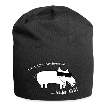 Mein Schweinehund ist leider geil! - Jersey-Beanie - Schwarz - Vorne