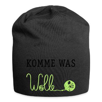 Komme was Wolle - Jersey-Beanie - Schwarz - Vorne