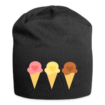 Eis Herz Eiscreme Erdbeereis Eisdiele Geschenk - Jersey-Beanie - Schwarz - Vorne