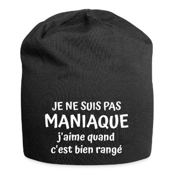 maniaque / cadeau humour femme - Bonnet en jersey - noir - Devant