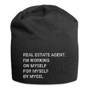 Real Estate Agent I m Working on Myself for Myself - Jersey Beanie - black - Front