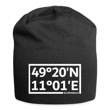 Schwabach Koordinaten - Jersey-Beanie - Schwarz - Vorne