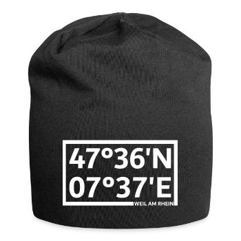 Weil am Rhein Koordinaten - Jersey-Beanie - Schwarz - Vorne