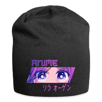 Yeux violets d’anime Yeux violets d’anime - Bonnet en jersey - noir - Devant