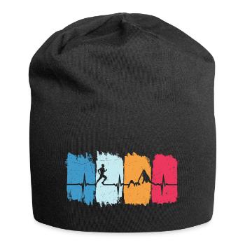 Trail Running Retro Heartbeat Jogging Mountain Running - Jersey Beanie - black - Front