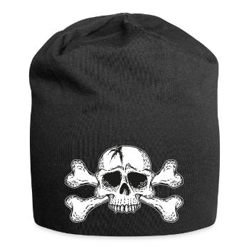 skull with bones - Jersey Beanie - black - Front