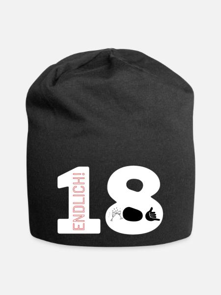 Endlich 18 - Geburtstag - Jersey-Beanie - Schwarz