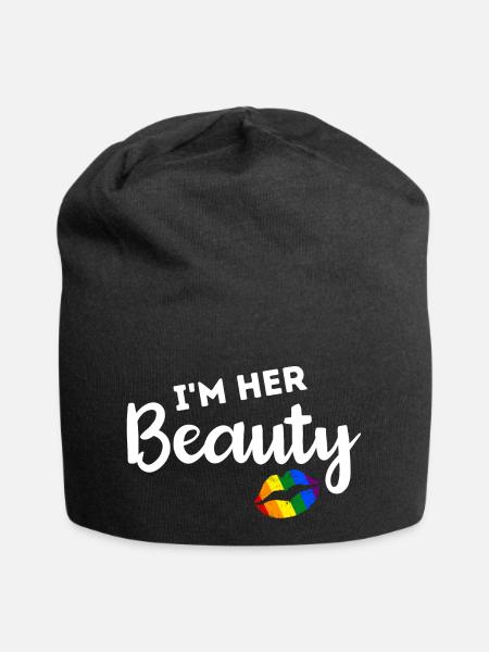 LGBT Pride Regenbogenpaare Lesben Ich bin Ihre Schönheit - Jersey-Beanie - Schwarz