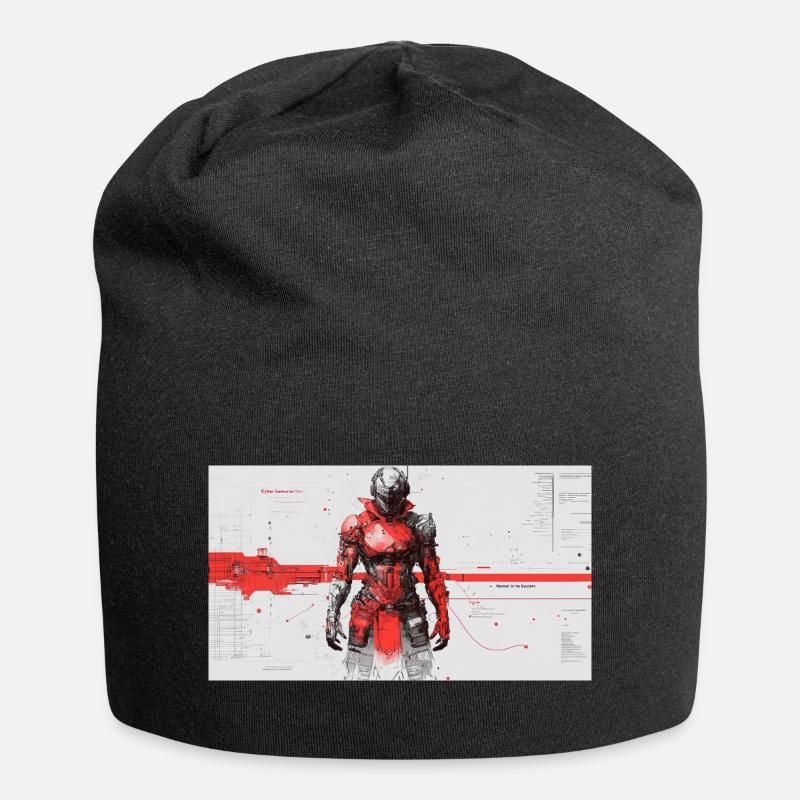 Futuristischer Cyber-Samurai - Jersey-Beanie - Schwarz