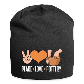 Peace Love Ceramic Art Fans - Jersey Beanie - black - Front