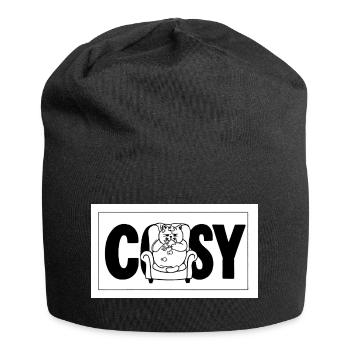 Cosy cat cuddly armchair print - Jersey Beanie - black - Front