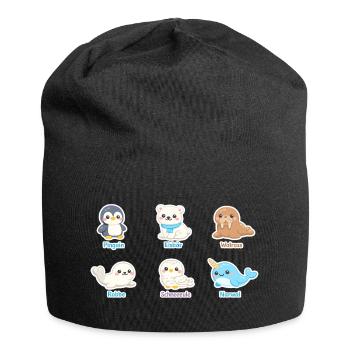 Kuschelige Arktis-Tierwelt - Jersey-Beanie - Schwarz - Vorne