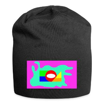 Néon en collage géométrique de blocs de couleur - Bonnet en jersey - noir - Devant