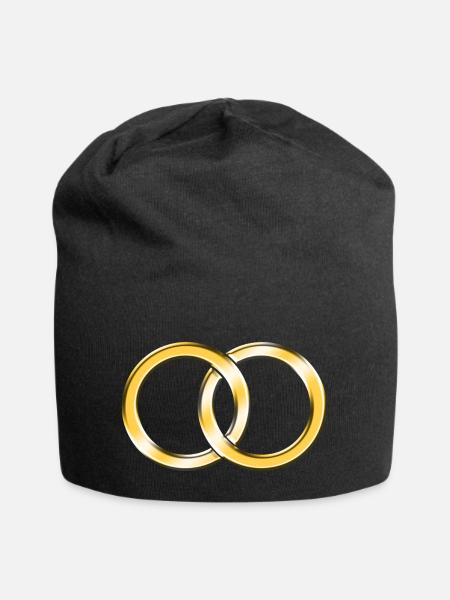 Ehe-Ringe - Jersey-Beanie - Schwarz