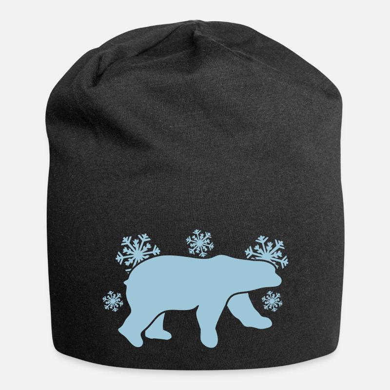 ours polaire avec des flocons de neige de la - Bonnet en jersey - noir