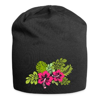 Flowers Hawaii tropical hibiscus flower hibiscus pink - Jersey Beanie - black - Front