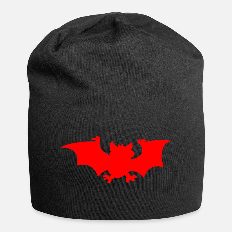 Bat in red - Jersey Beanie - black