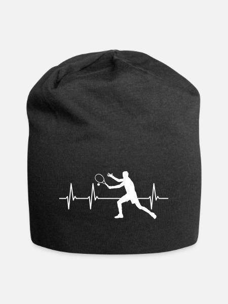 Herzschlag Tennis Tennisspieler Puls Heartbeat - Jersey-Beanie - Schwarz