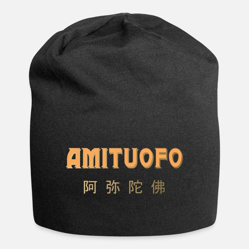 Amitoufo - Buddha - Zen - Shaolin - Buddhismus - Jersey-Beanie - Schwarz