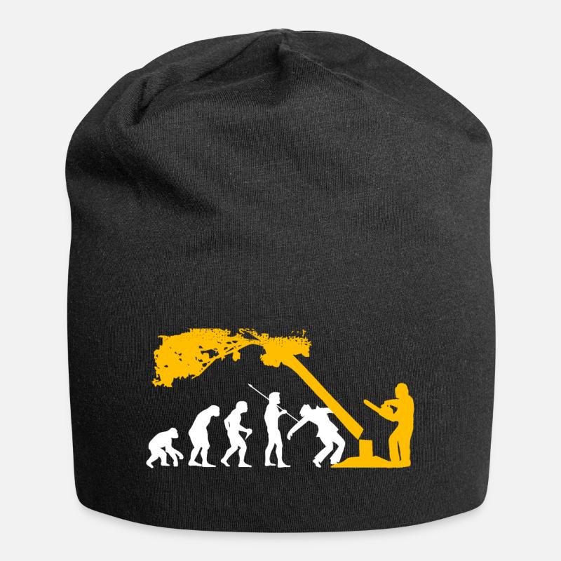 drôle de bûcherons abattant une tronçonneuse forestière - Bonnet en jersey - noir