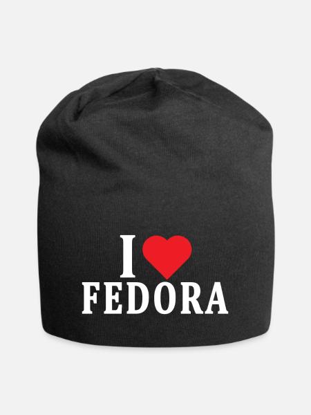 T-Shirt Ich liebe Fedora T-Shirt Geschenkidee - Jersey-Beanie - Schwarz