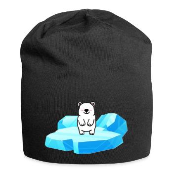 Süsser kleiner Eisbär auf einer Eisscholle - Jersey-Beanie - Schwarz - Vorne