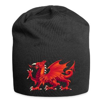 Walisischer Drache - Y Ddraig Goch - Jersey-Beanie - Schwarz - Vorne