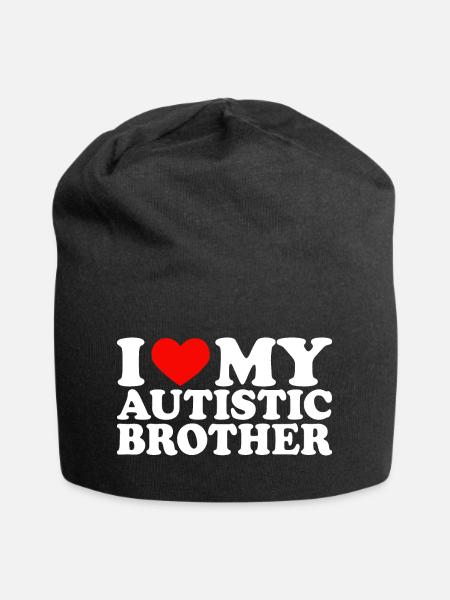 I Love My Autistic Brother I Heart My Brother Y2K - Jersey-Beanie - Schwarz