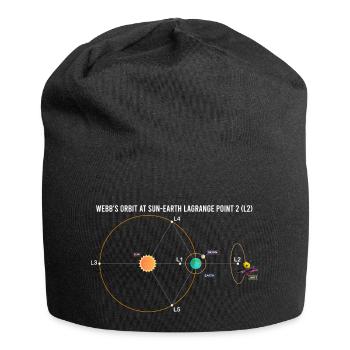Webbs Umlaufbahn bei Sonne-Erde Schematische Darstellung Lagrange L2 - Jersey-Beanie - Schwarz - Vorne