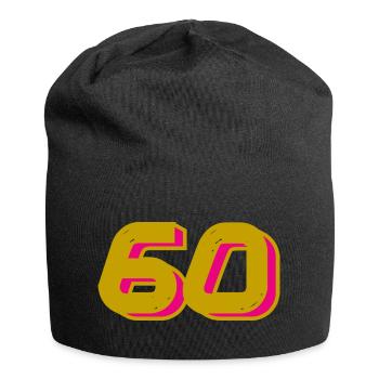 60. 60 ANS. 60e ANNIVERSAIRE. ANNIVERSAIRE 60 ANS. - Bonnet en jersey - noir - Devant