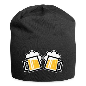 2 Bayrische Bierkrüge Prosten (Bier Maßkrüge / 3C) - Jersey-Beanie - Schwarz - Vorne