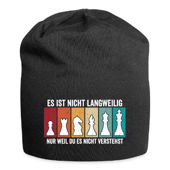 Retro Chess Pieces – Vintage Chess Design - Jersey Beanie - black - Front