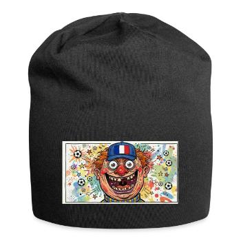 Französischer Fußballclown Popart - Jersey-Beanie - Schwarz - Vorne