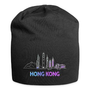 Stadt Hongkong Skyline - Jersey-Beanie - Schwarz - Vorne