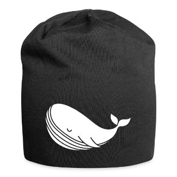 Whale silhouette minimalist sea motif - Jersey Beanie - black - Front