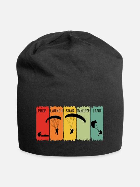 Retro-Paragliding-Schritte starten Soar Land Geschenk - Jersey-Beanie - Schwarz