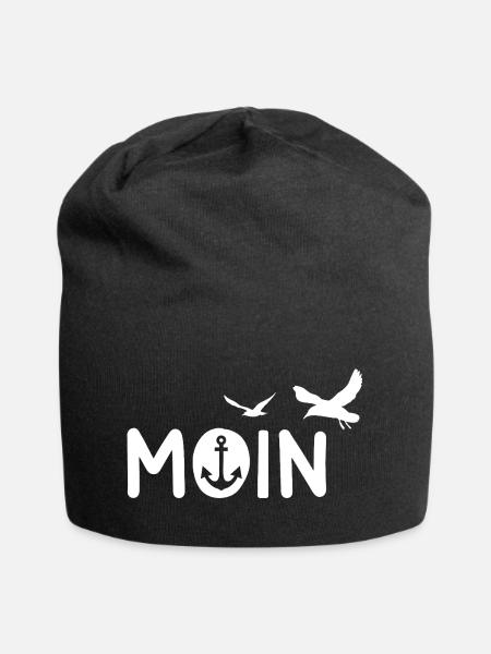 Moin Küste Meer Anker Möwen Maritimes Geschenk - Jersey-Beanie - Schwarz