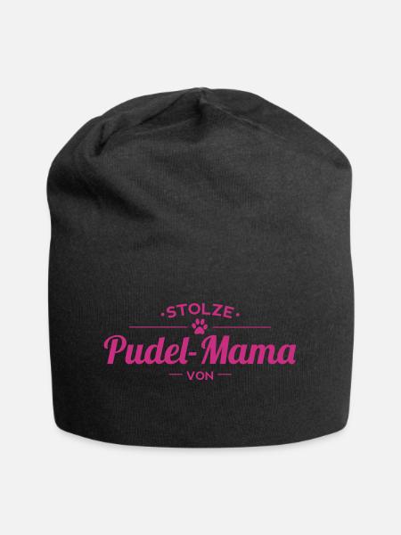 Pudelmama Wunschname - Jersey-Beanie - Schwarz