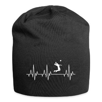 Herzschlag EKG Beach Volleyball Spieler Sport - Jersey-Beanie - Schwarz - Vorne