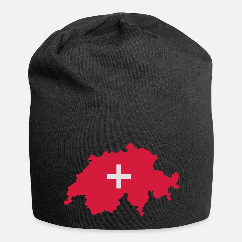 Schweiz mit Kreuz - Jersey-Beanie - Schwarz