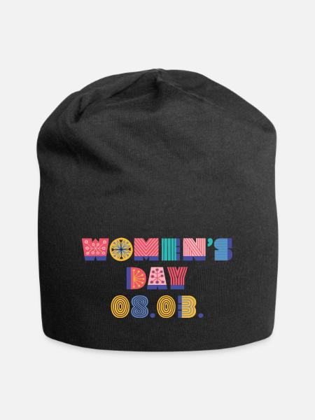 internationaler Frauentag - Jersey-Beanie - Schwarz